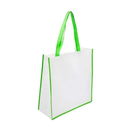 Nonwoven bag with coloured trim