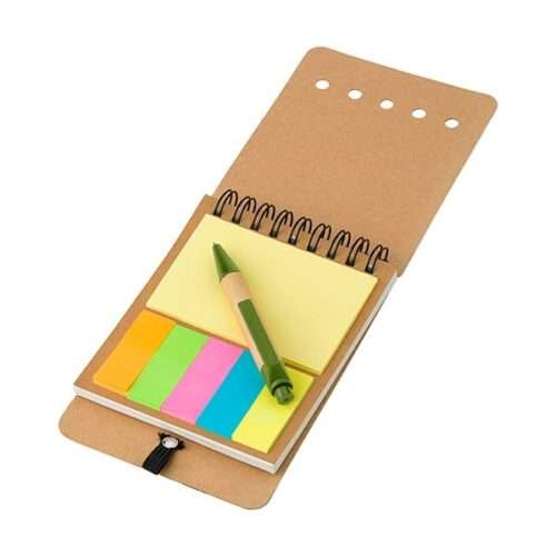 Wire bound notebook with sticky notes