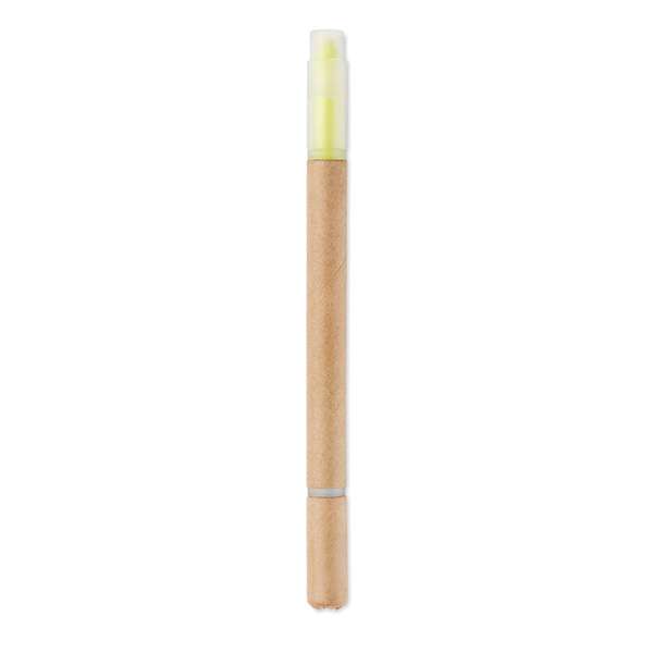 2 in 1 recycled ballpen and highlighter