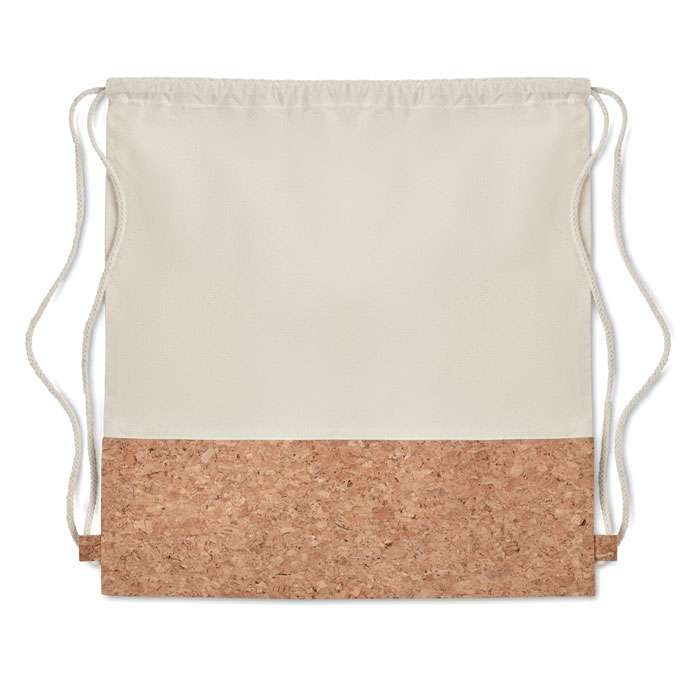 Cotton drawstring bag with cork detail