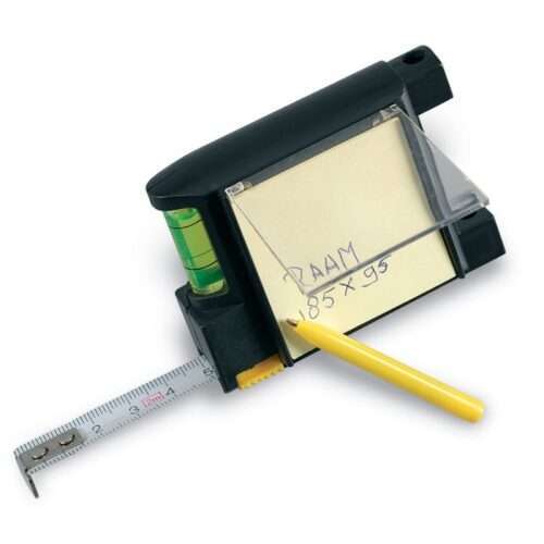 Measuring tape with memo pad and pen