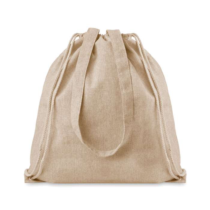 Two tone recycled shopping bag with drawstring