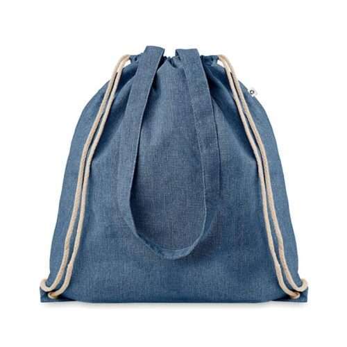 Two tone recycled shopping bag with drawstring