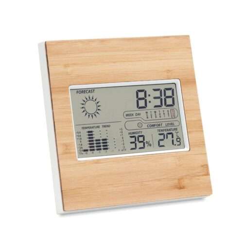 Digital weather station with bamboo front