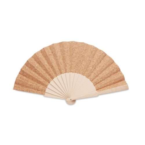 Manual hand fan in wood and cork
