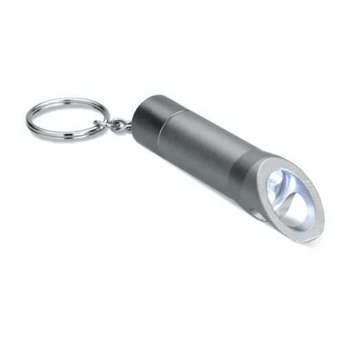 Metal LED torch keyring with bottle opener