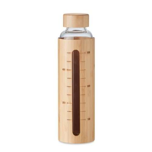 Glass bottle with bamboo cover