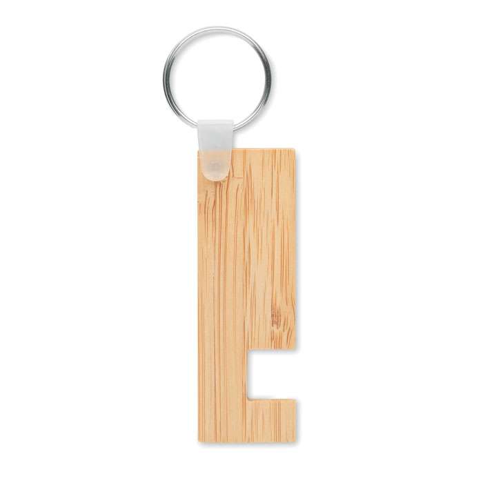 Bamboo keyring with phone stand