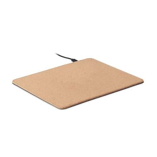 Cork mouse mat with wireless charger