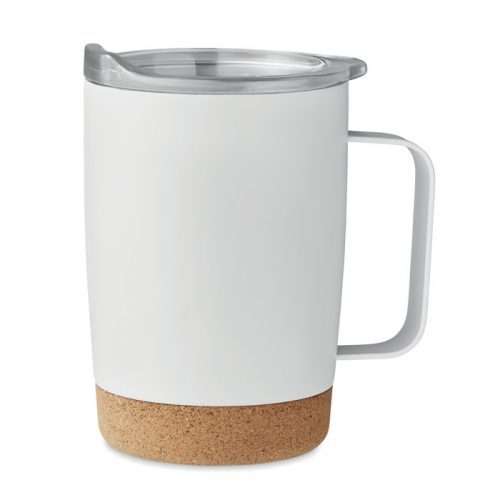 Double wall metal mug with cork base