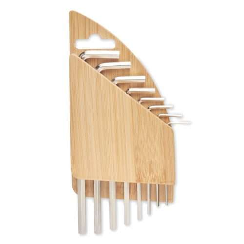 Hex key set in bamboo holder