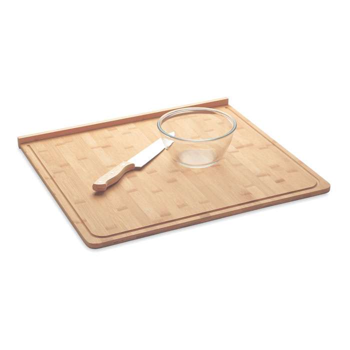 Large bamboo cutting board with groove