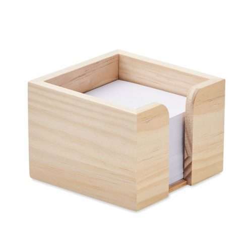 Memo block with wood holder