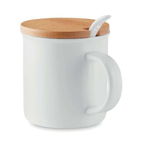 Porcelain mug with bamboo lid
